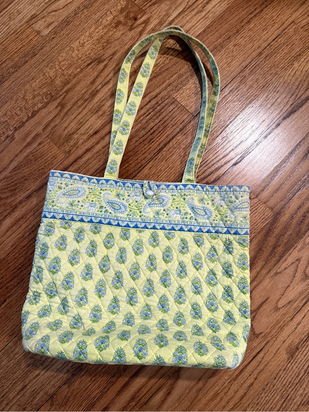 Vera Bradley Quilted Floral Tote Bag in Yellow and Blue